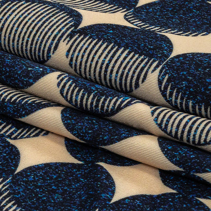 Insignia Blue and Cream Moon Phases UV Protective Compression Swimwear Tricot with Aloe Vera Microcapsules