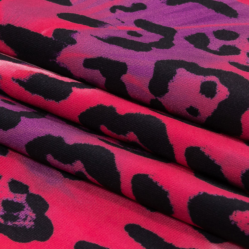 Compression Swimwear Tricot, UV Protective with Aloe Vera Microcapsules - Pink and Purple Tie Dye Leopard - Caye Collection - Folded