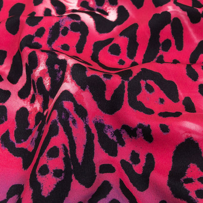 Compression Swimwear Tricot, UV Protective with Aloe Vera Microcapsules - Pink and Purple Tie Dye Leopard - Caye Collection