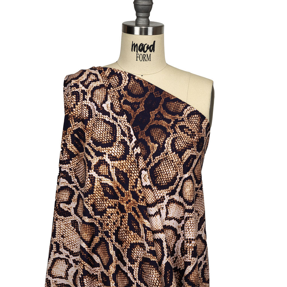 Compression Swimwear Tricot, UV Protective with Aloe Vera Microcapsules - Brown Python Skin - Caye Collection - Drape