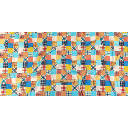Compression Swimwear Tricot, UV Protective with Aloe Vera Microcapsules - Yellow, Orange and Blue Madras - Caye Collection
