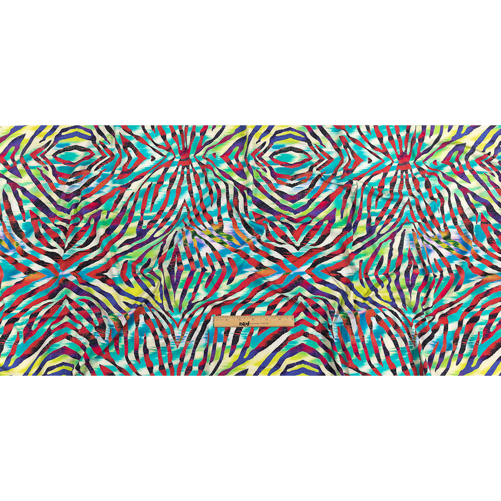 Pink, Teal and Lime Zebra Stripes UV Protective Compression Swimwear Tricot with Aloe Vera Microcapsules - Full