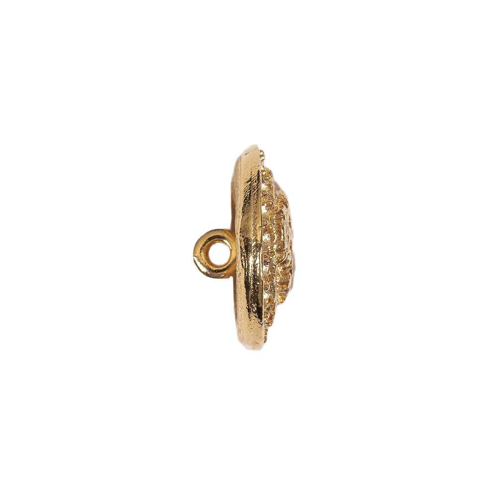 Gold Ornate Crest Metal Shank Back Button - 28L/18mm Folded