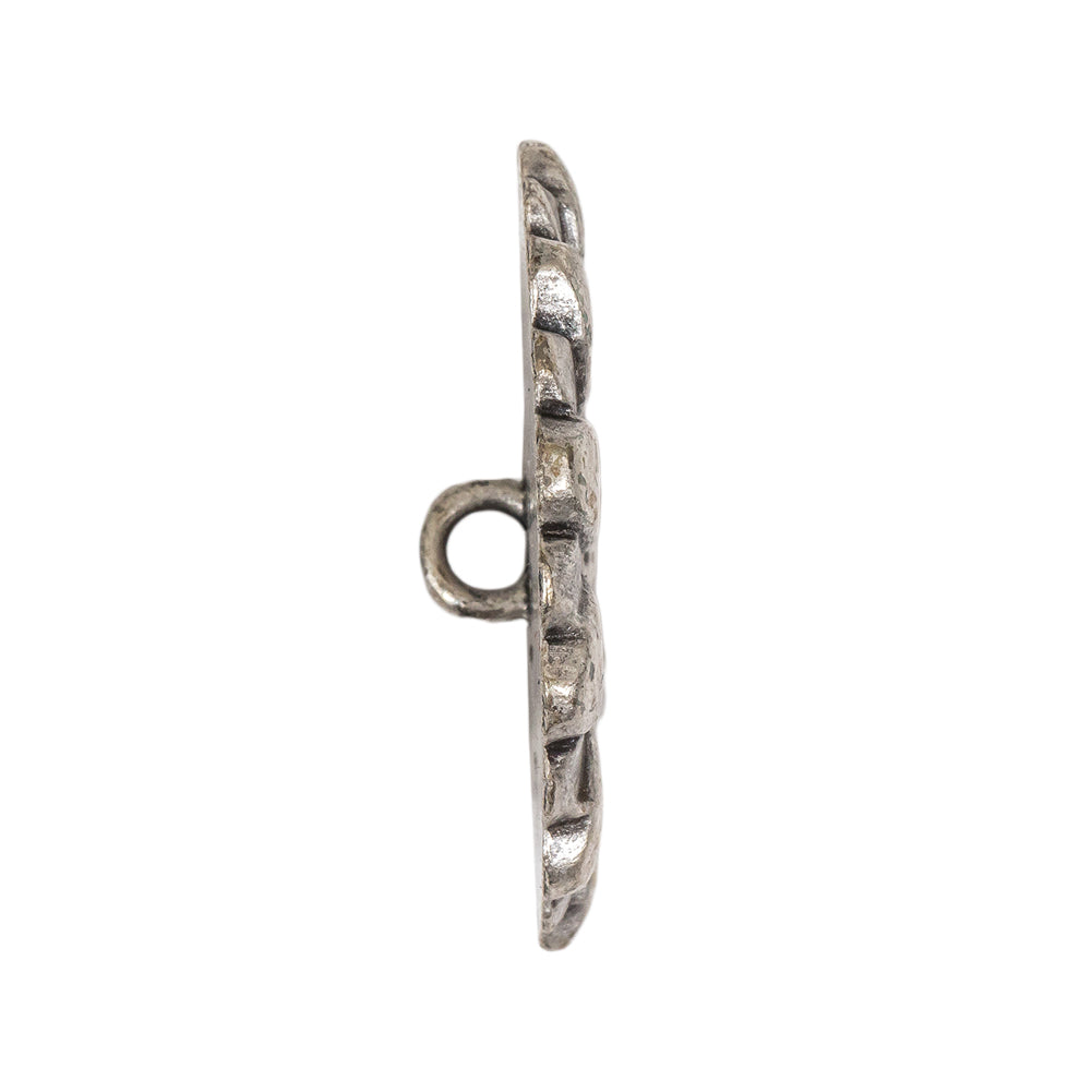 Silver Sunflower Shank Back Metal Button - 48L/30.5mm Folded