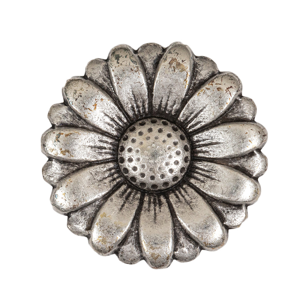 Silver Sunflower Shank Back Metal Button - 48L/30.5mm