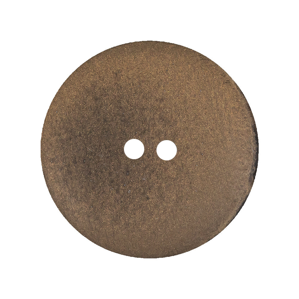 Italian Brown and Tan Wood-Look Lacy Textured Wide Rim 2-Hole Plastic Button - 44L/28mm Detail
