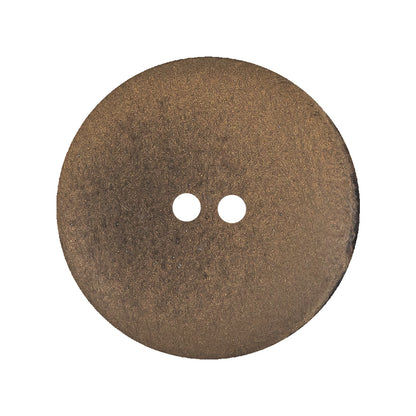 Italian Brown and Tan Wood-Look Lacy Textured Wide Rim 2-Hole Plastic Button - 44L/28mm Detail