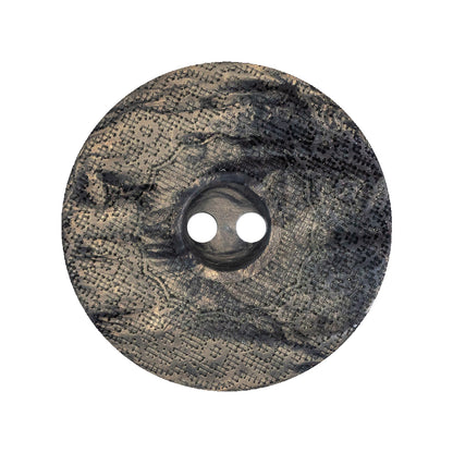 Italian Meteorite and Gold Swirled Lacy Textured Wide Rim 2-Hole Plastic Button - 44L/28mm
