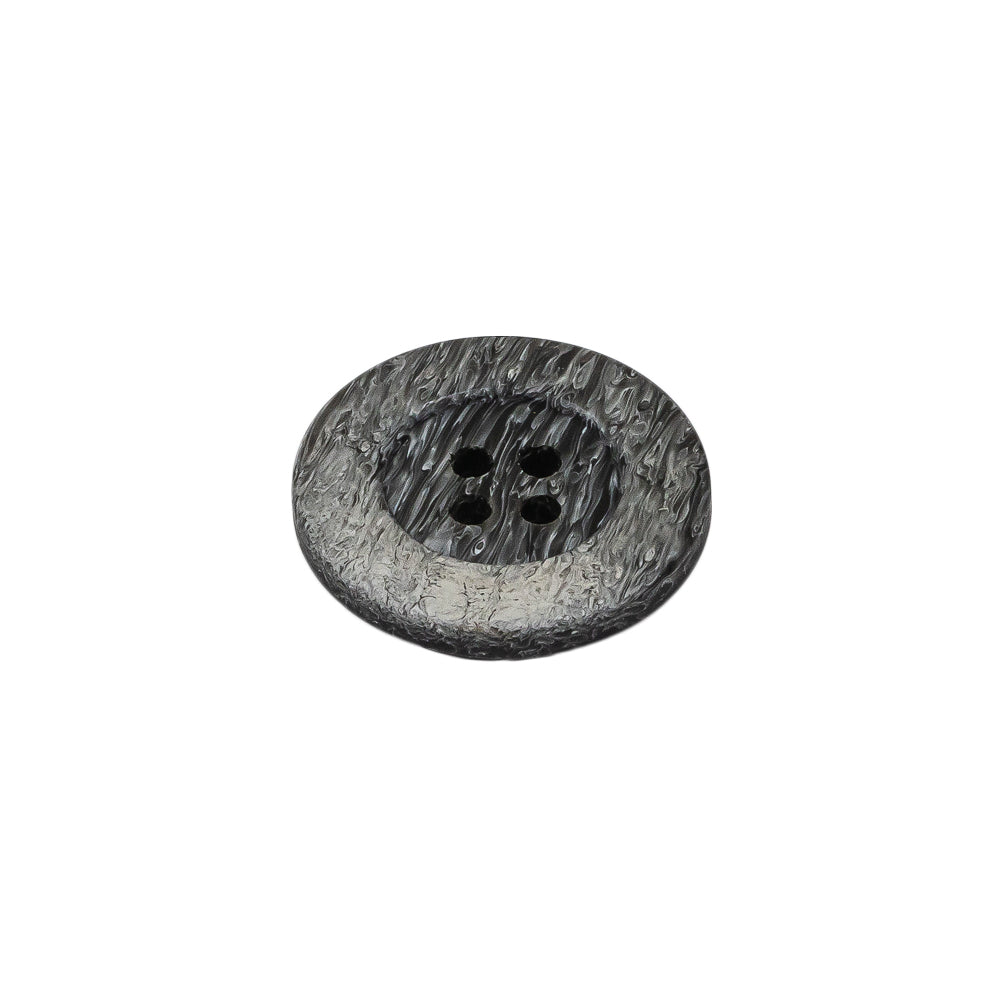 Gray and White Striated 4-Hole Plastic Button - 28L/18mm Folded