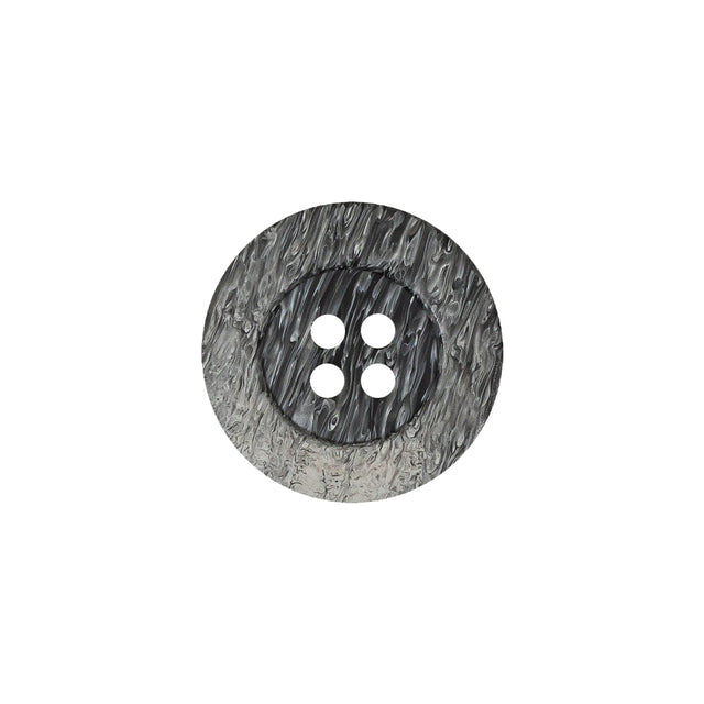 Gray and White Striated 4-Hole Plastic Button - 28L/18mm