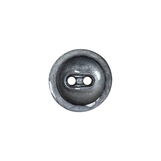 Cool Gray and Black Enamel-Look 2-Hole Plastic Dish Button - 24L/15mm