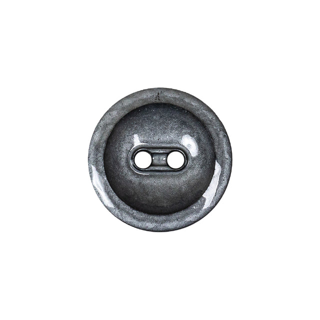 Cool Gray and Black Enamel-Look 2-Hole Plastic Dish Button - 30L/19mm