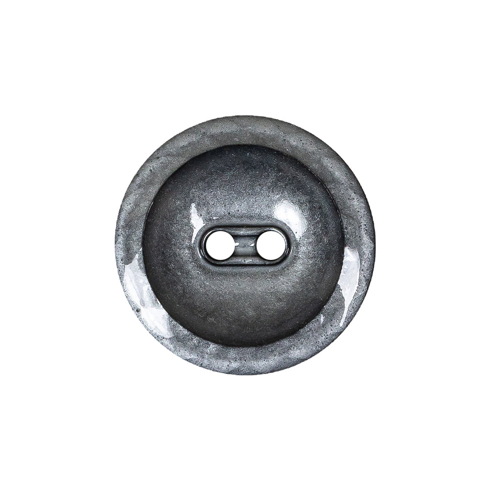 Cool Gray and Black Enamel-Look 2-Hole Plastic Dish Button - 36L/23mm