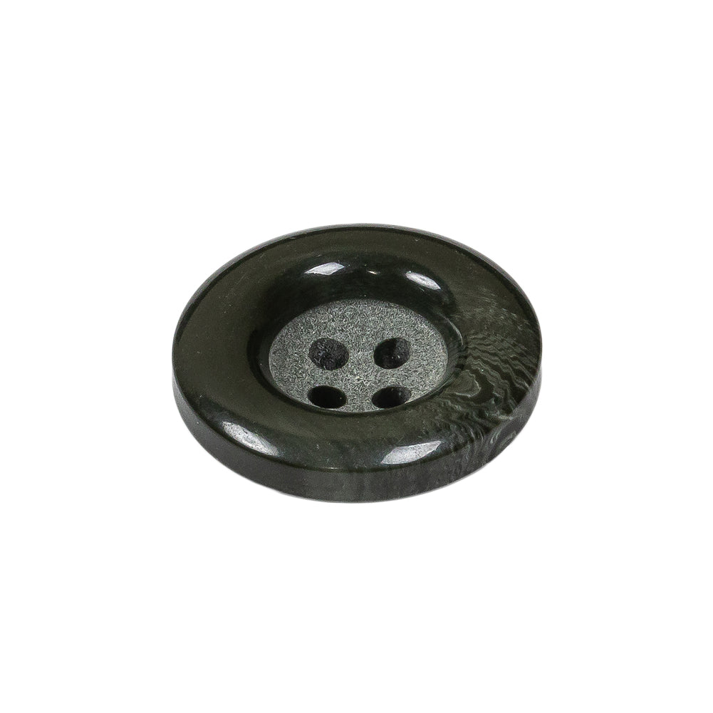 Dark Green Chunky Rolled Rim 4-Hole Plastic Button - 35L/22mm Folded
