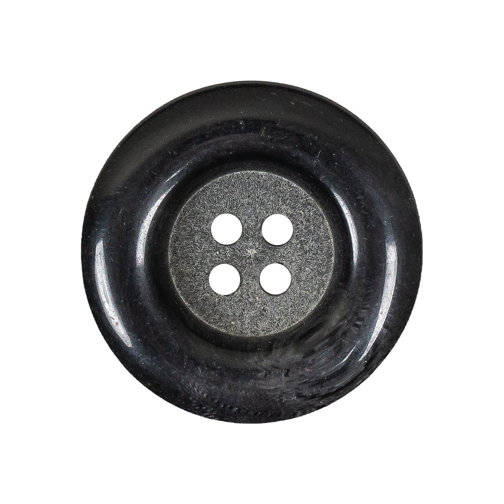 Charcoal Chunky Rolled Rim 4-Hole Plastic Button - 42L/27mm