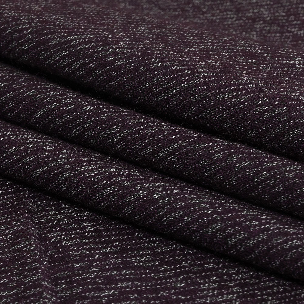 Plum and Gray Diagonal Stripes Wool Blend Knit Folded