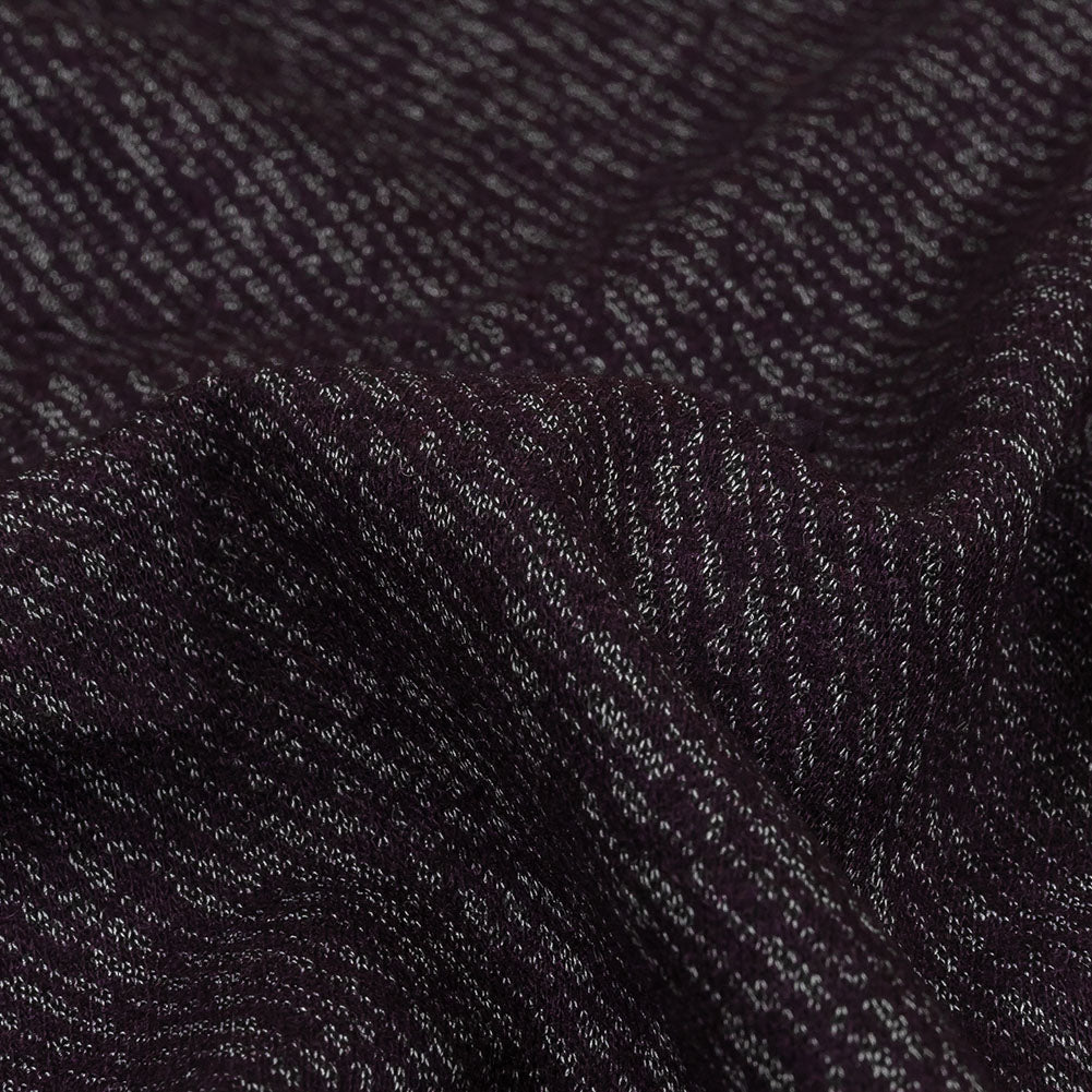 Plum and Gray Diagonal Stripes Wool Blend Knit Detail