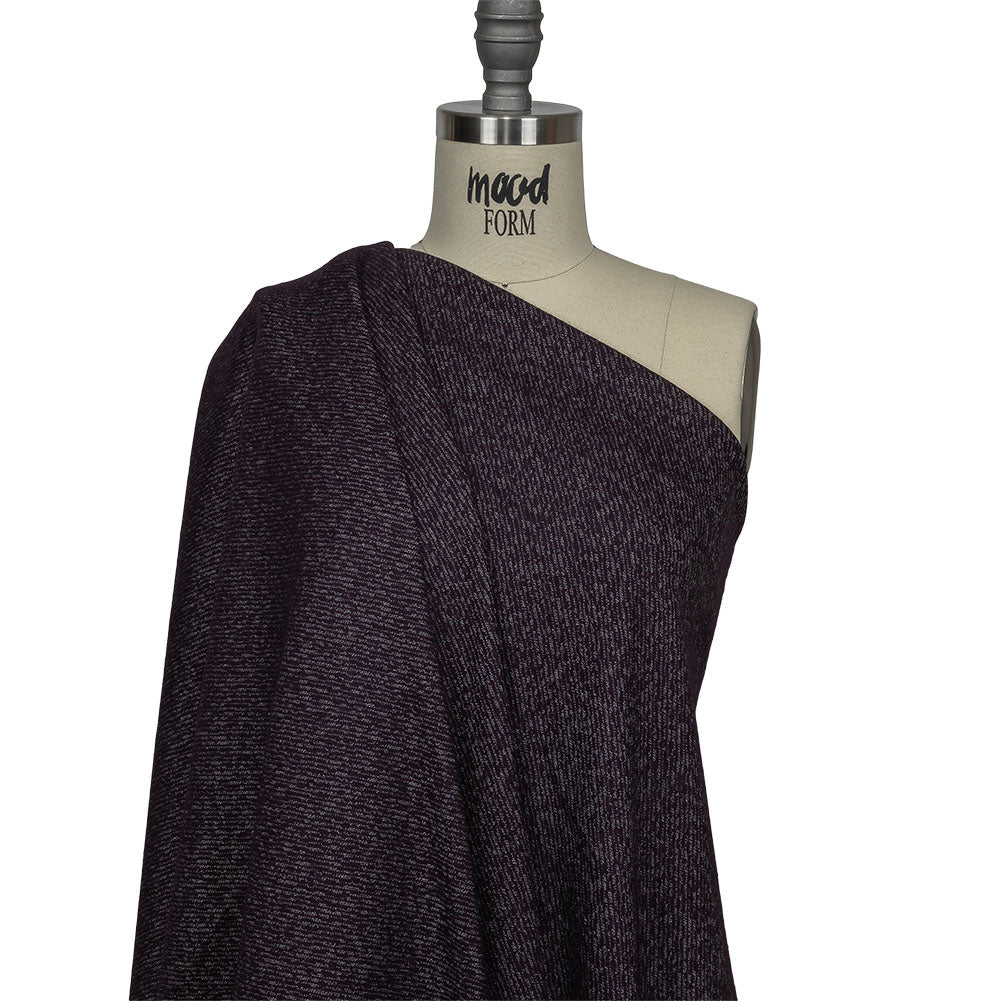Plum and Gray Diagonal Stripes Wool Blend Knit Drape