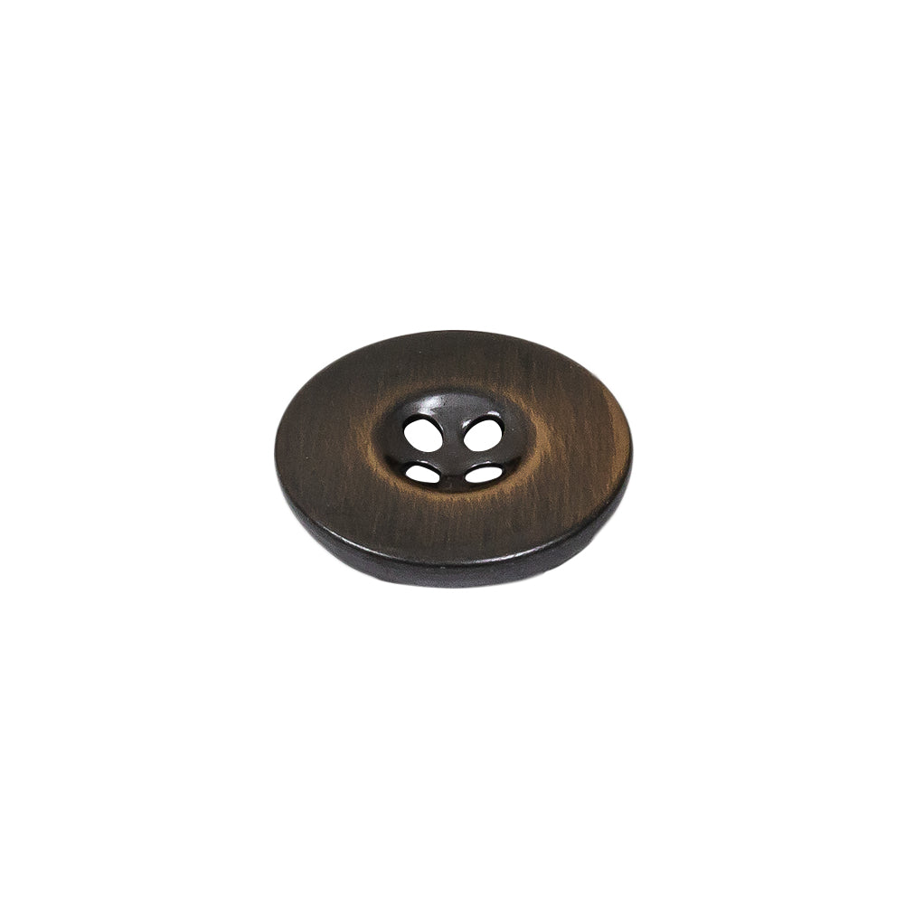 Antique Brass Metal 4-Hole Button - 24L/15mm Folded