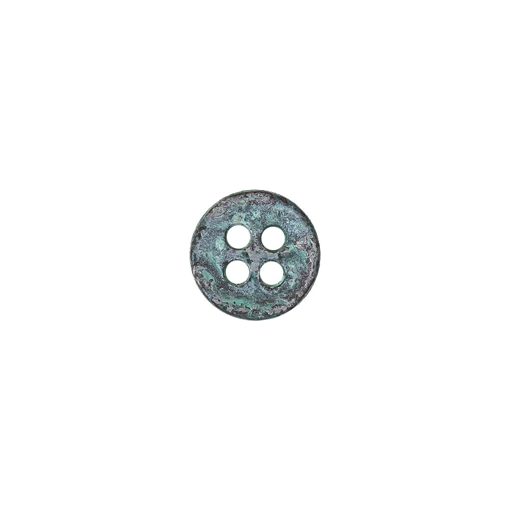 Italian Aqua and Lilac Oxidized Metal 4-Hole Button - 16L/10mm Detail
