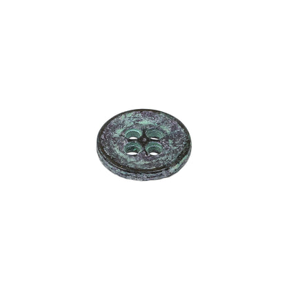 Italian Aqua and Lilac Oxidized Metal 4-Hole Button - 20L/12.5mm Folded