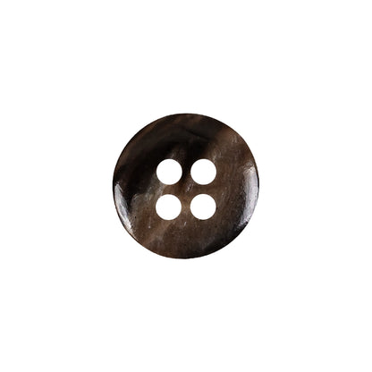 Dark Brown and Almond Mottled Semitransparent 4-Hole Rolled Rim Plastic Button - 24L/15mm Detail