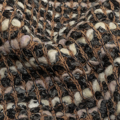 Italian Tan, Charcoal and Cream Striped Boucle Chunky Wool Knit Detail