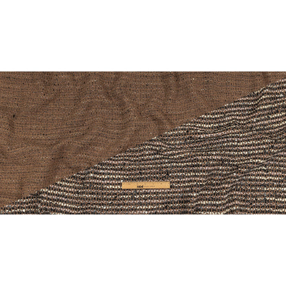 Italian Tan, Charcoal and Cream Striped Boucle Chunky Wool Knit Full