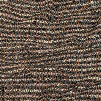 Italian Tan, Charcoal and Cream Striped Boucle Chunky Wool Knit