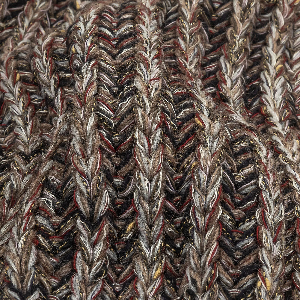 Black, Burgundy and Striped Yellow Chunky Sweater Knit Detail