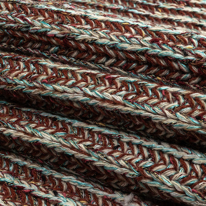 Tanager Turquoise, Rust Orange and Striped Mustard Chunky Sweater Knit Folded