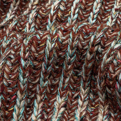 Tanager Turquoise, Rust Orange and Striped Mustard Chunky Sweater Knit Detail