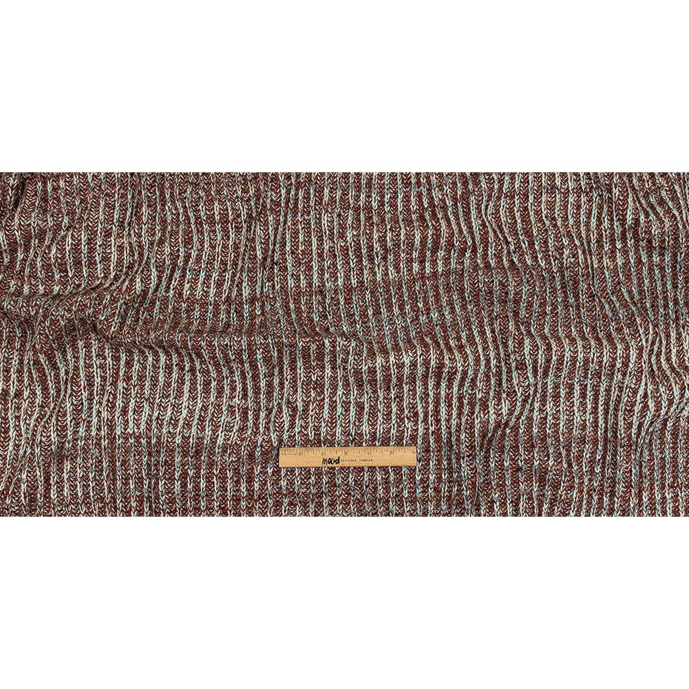 Tanager Turquoise, Rust Orange and Striped Mustard Chunky Sweater Knit Full