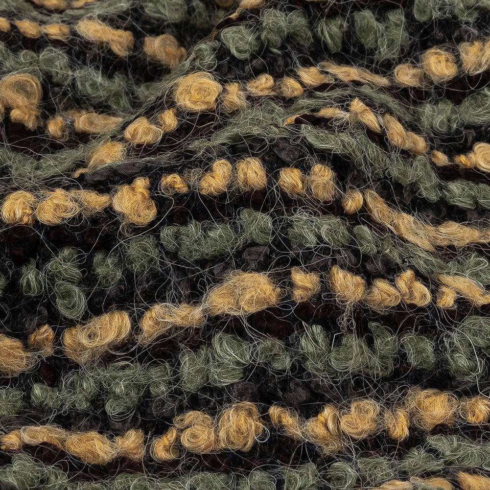 Yellow Beige, Tea and Coffee Striped Boucle Chunky Wool Sweater Knit Detail