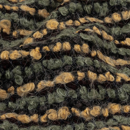 Yellow Beige, Tea and Coffee Striped Boucle Chunky Wool Sweater Knit Detail