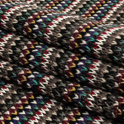 Italian Port Royale, Taupe and Blue Striped Chunky Blended Wool Sweater Knit Folded