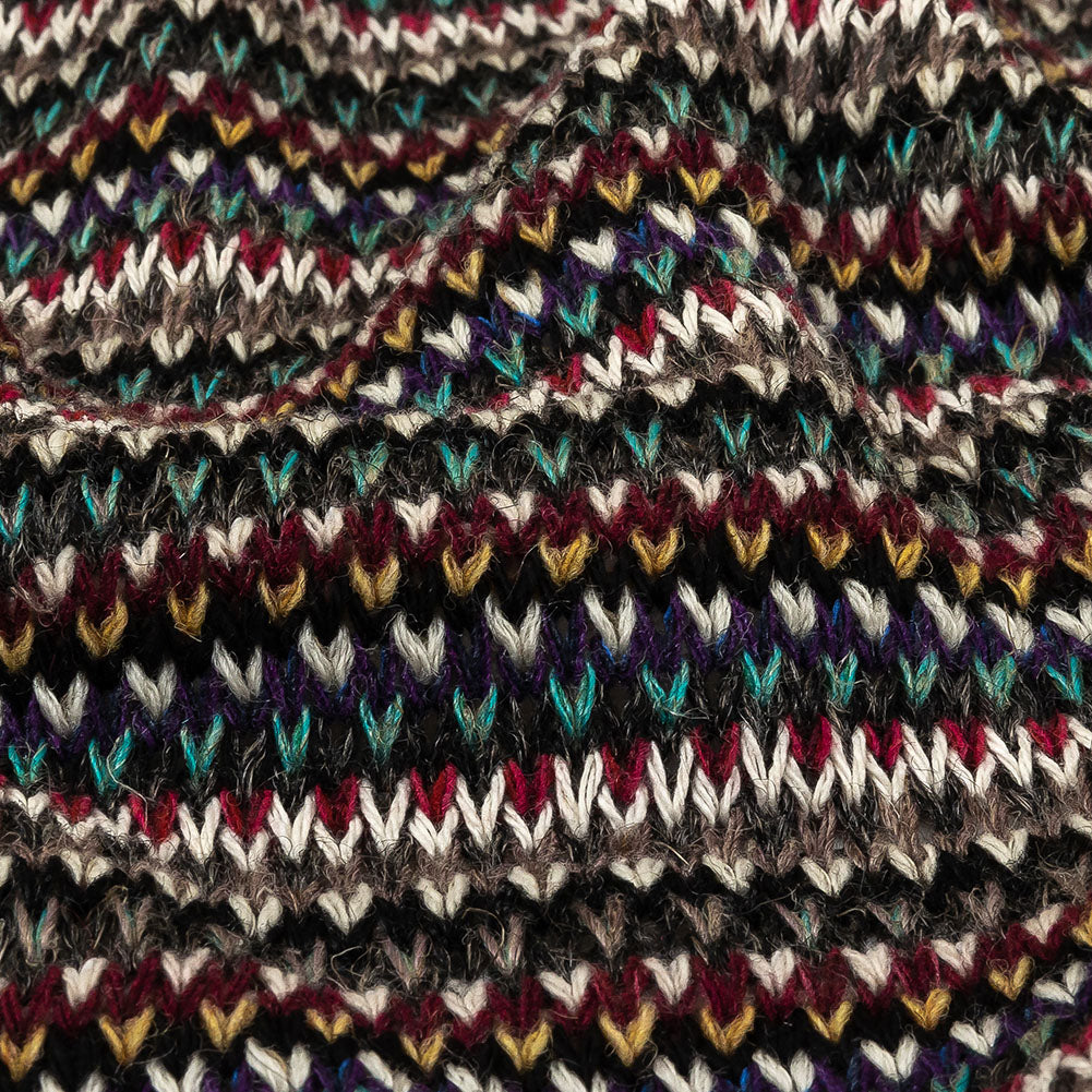 Italian Port Royale, Taupe and Blue Striped Chunky Blended Wool Sweater Knit Detail