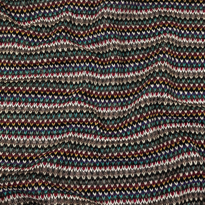 Italian Port Royale, Taupe and Blue Striped Chunky Blended Wool Sweater Knit