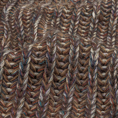 Italian Beige, Barrier Reef and White Tweedy Blended Wool Ribbed Sweater Knit Detail
