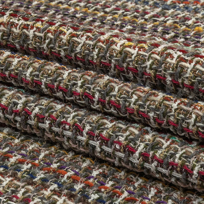 Italian White, Gray and Multicolor Blended Wool Tweed Folded