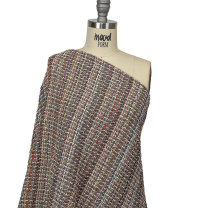 Italian White, Gray and Multicolor Blended Wool Tweed Drape