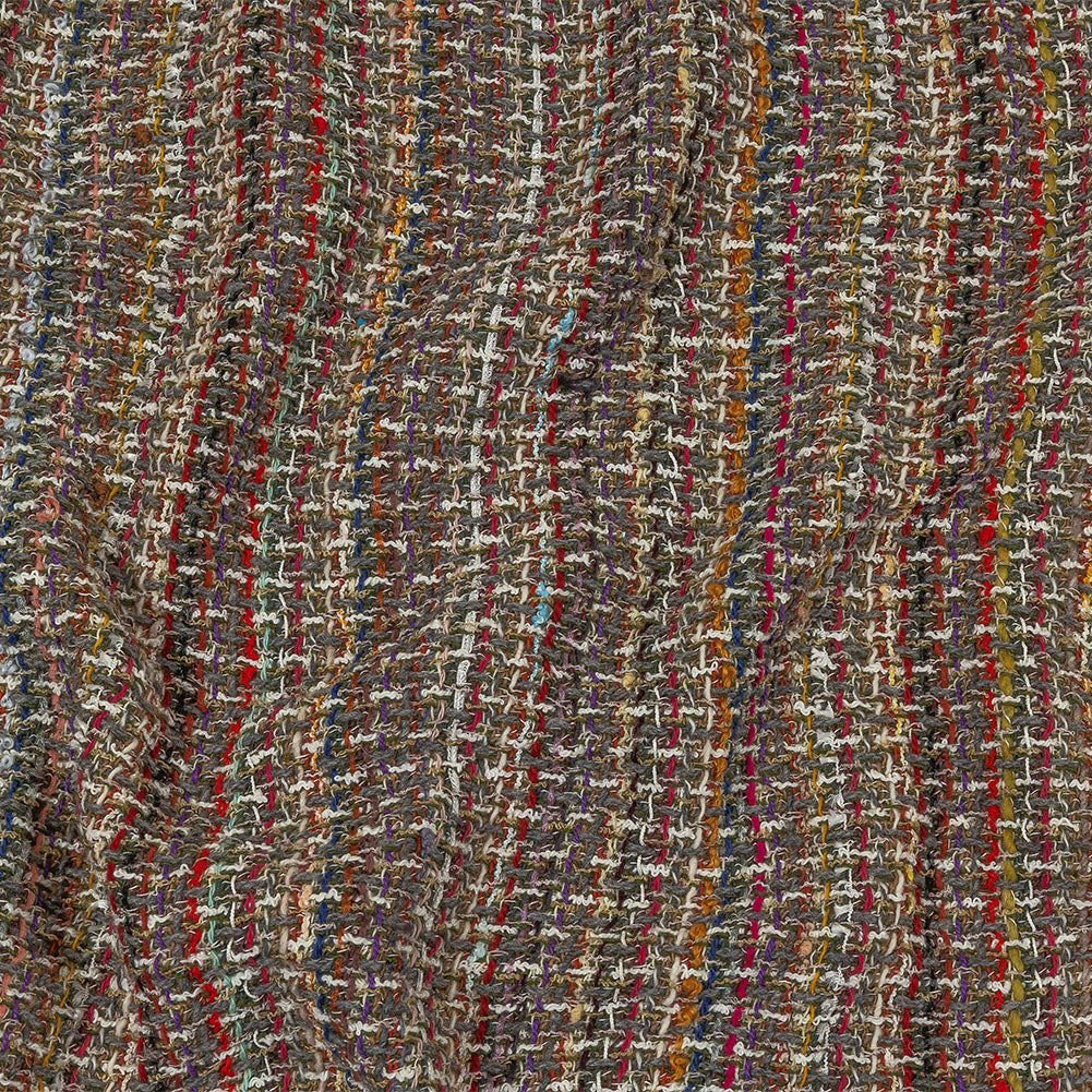 Italian White, Gray and Multicolor Blended Wool Tweed