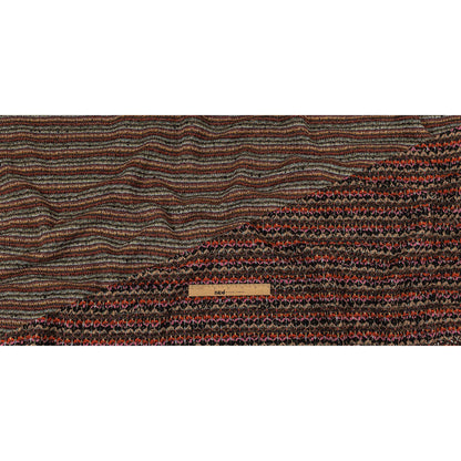 Italian Pink, Black and Orange Striped Boucle Chunky Blended Wool Sweater Knit Full
