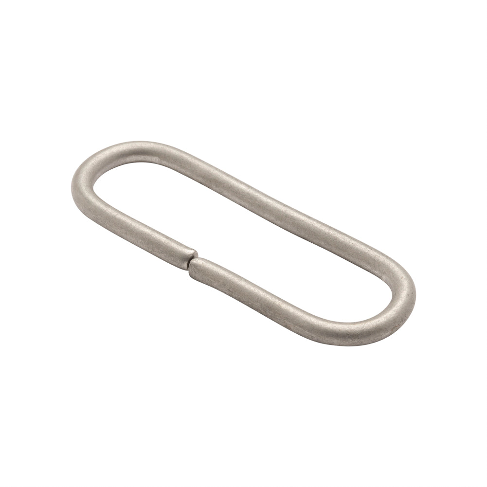 Matte Silver Metal Long Oval Ring - 0.75" x 2.25" - Folded - Image 2 of 3