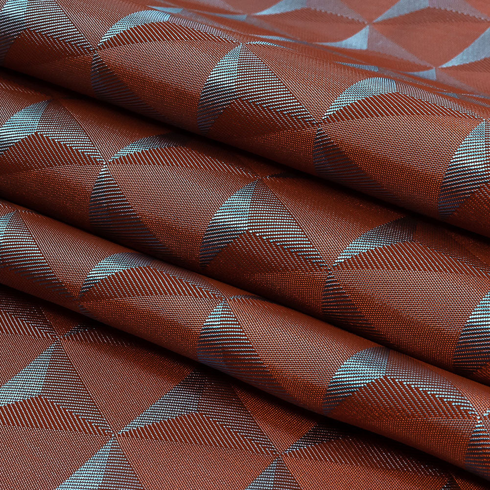Blue and Orange Bi-Color Triangles Jacquard Lining - Folded