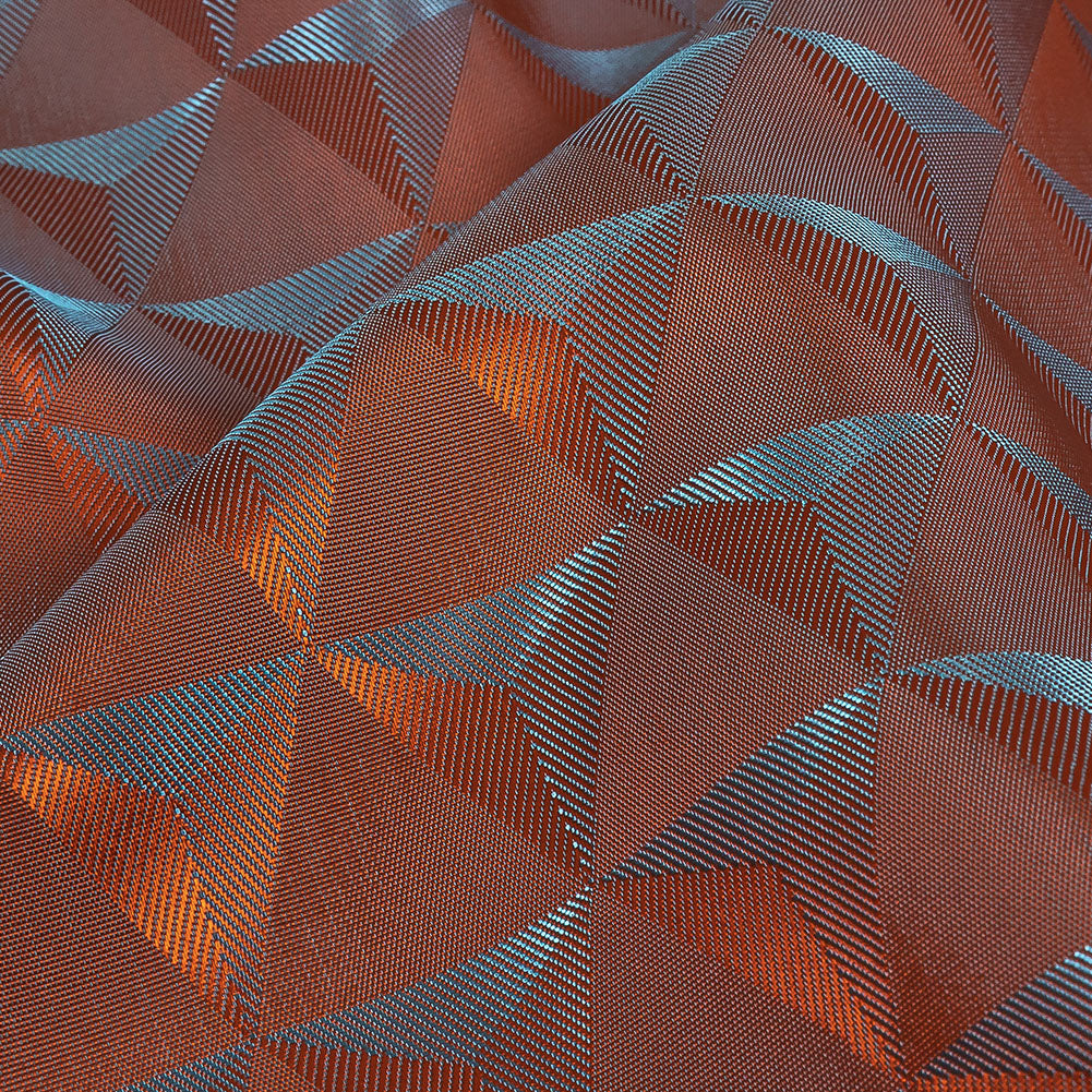 Blue and Orange Bi-Color Triangles Jacquard Lining - Detail