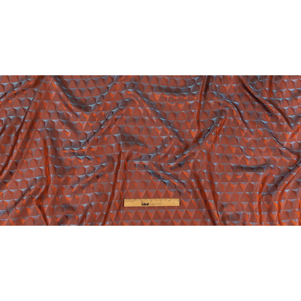Blue and Orange Bi-Color Triangles Jacquard Lining - Full