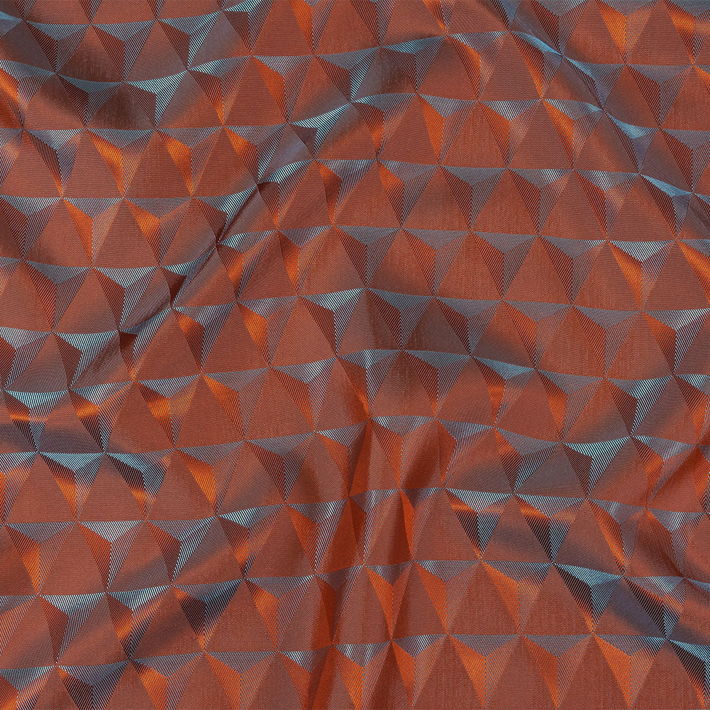 Blue and Orange Bi-Color Triangles Jacquard Lining