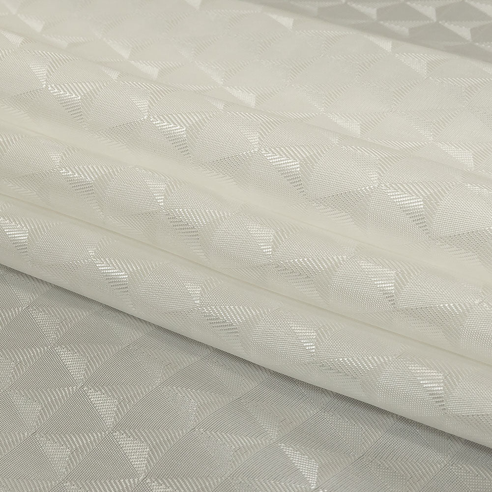 White Tonal Small Triangles Jacquard Lining - Folded
