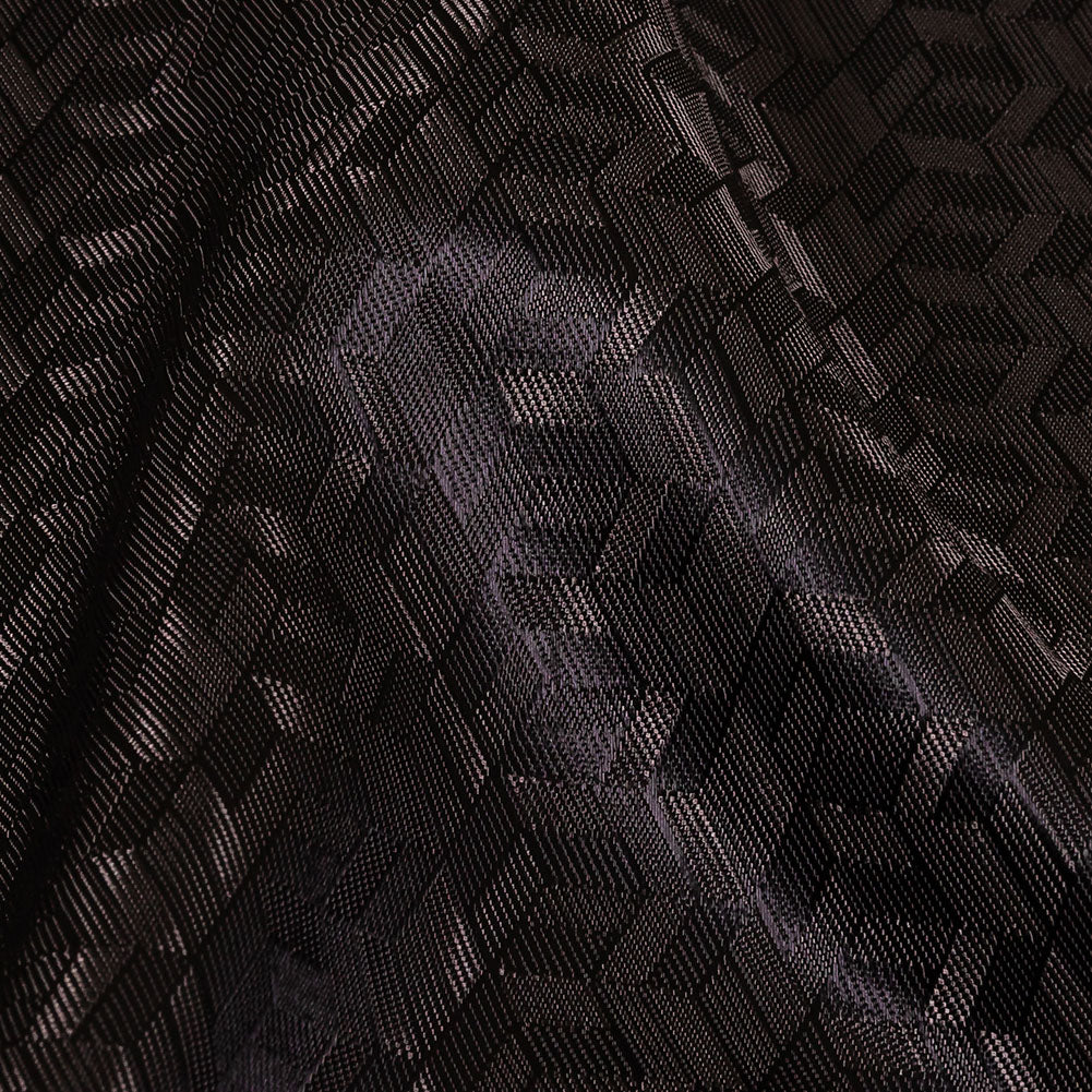 Black and Charcoal Faux 3D Boxes Jacquard Lining - Detail